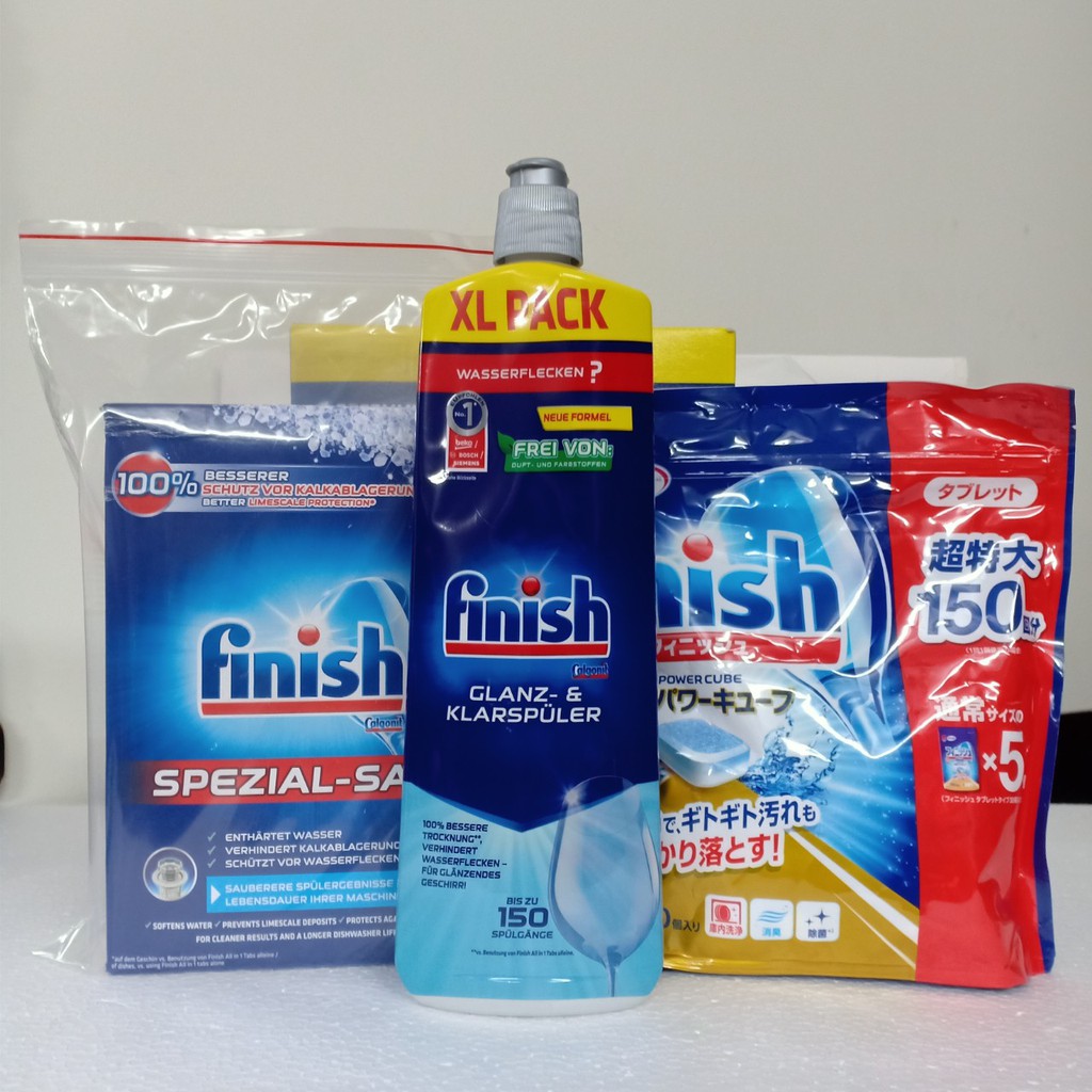 Combo Viên Finish 150 tabs + Muối Finish 1.2kg + Nước làm bóng bát Finish