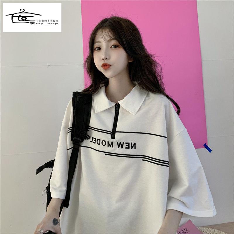 Áo Thun polo Tay Ngắn Dáng Rộng Phong Cách Thời Trang Harajuku Nhật Bản