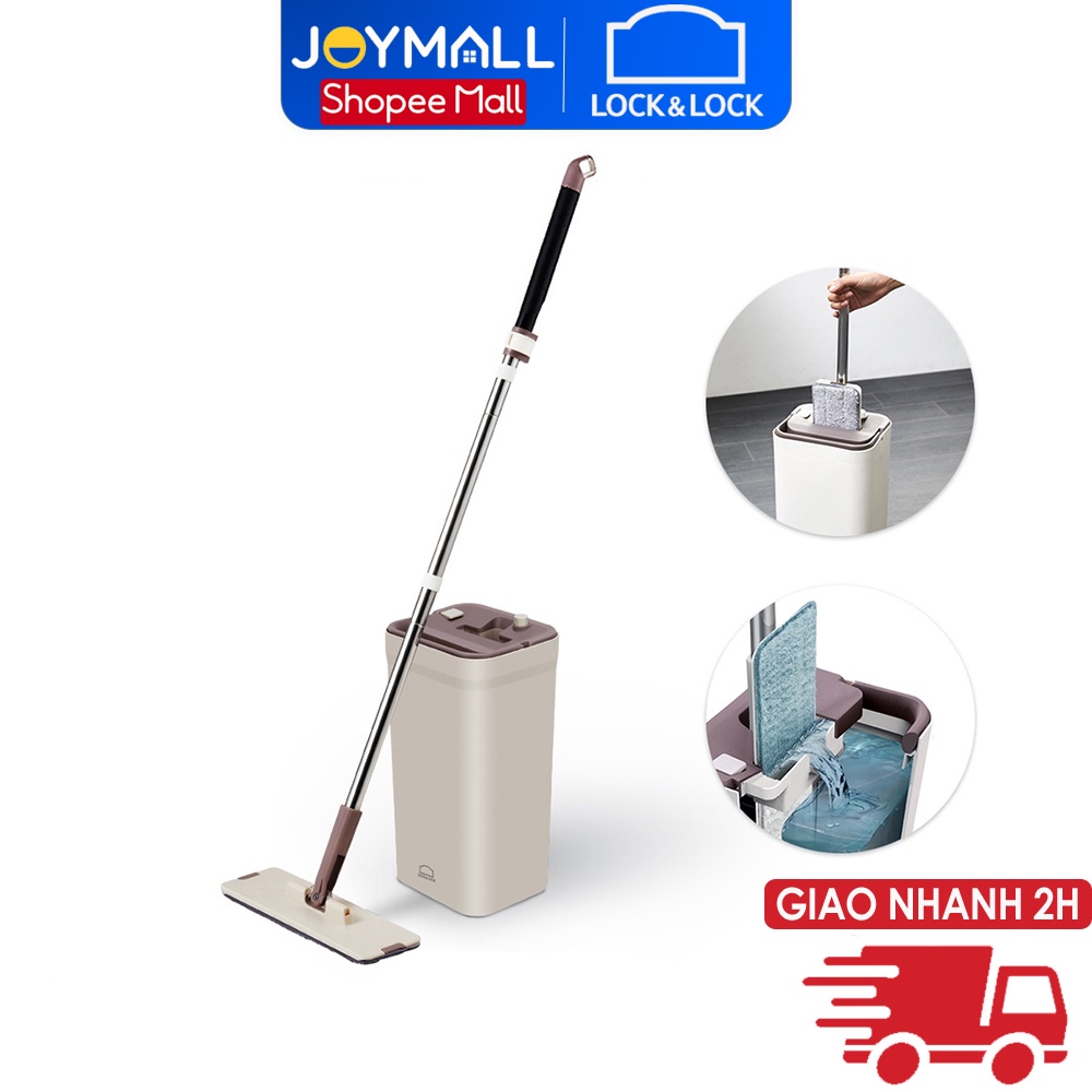 Bộ cây lau nhà Lock&amp;Lock Squeeze Flat Mop ETM471 - Hàng chính hãng, cây lau nhẹ, dễ dàng vắt nước, làm sạch - JoyMall