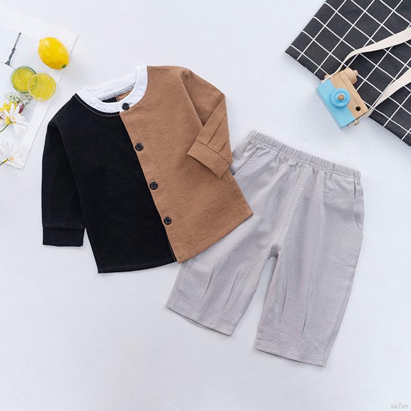 Set Trang Phục Gồm Áo Thun Cotton Tay Dài + Quần Dài Thời Trang Cho Bé Trai (2-6 Tuổi)
