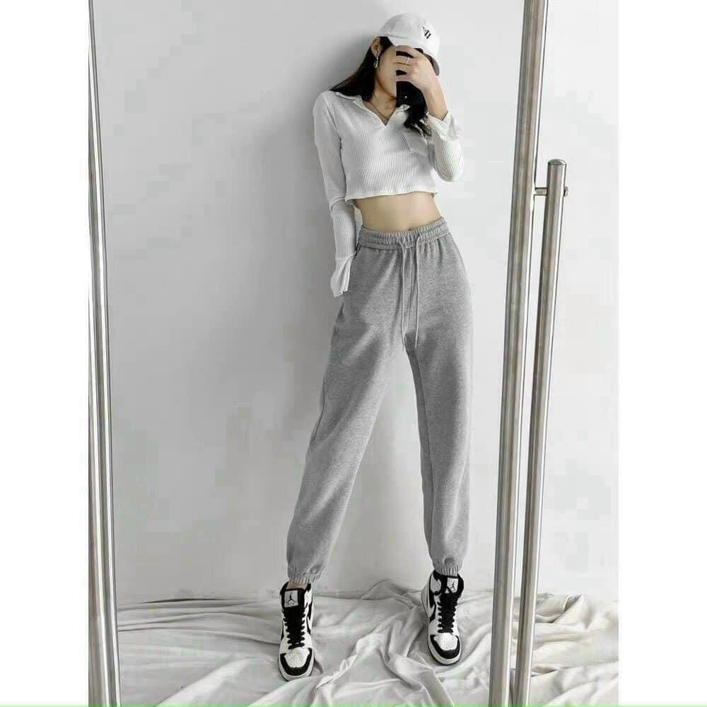 Quần jogger nữ Ulzzang Quan jogger bo gấu dáng thể thao cạp chun dáng cao hách dáng cực sang chảnh