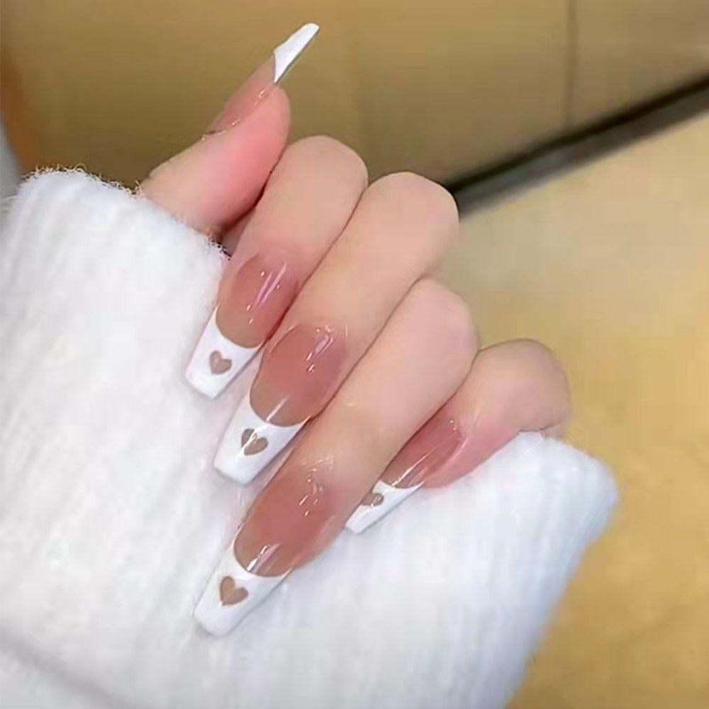 [Hàng mới về] Set 24 móng tay giả kiểu hình thang vuông kích thước đầy đủ dễ tháo thời trang