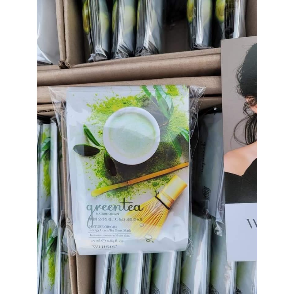 [Hàng Chuẩn 100%] Túi 10 miếng mặt nạ dưỡng da - Mặt nạ ngăn ngừa mụn chiết xuất từ Trà Xanh Whisis Hàn Quốc 25mlx10