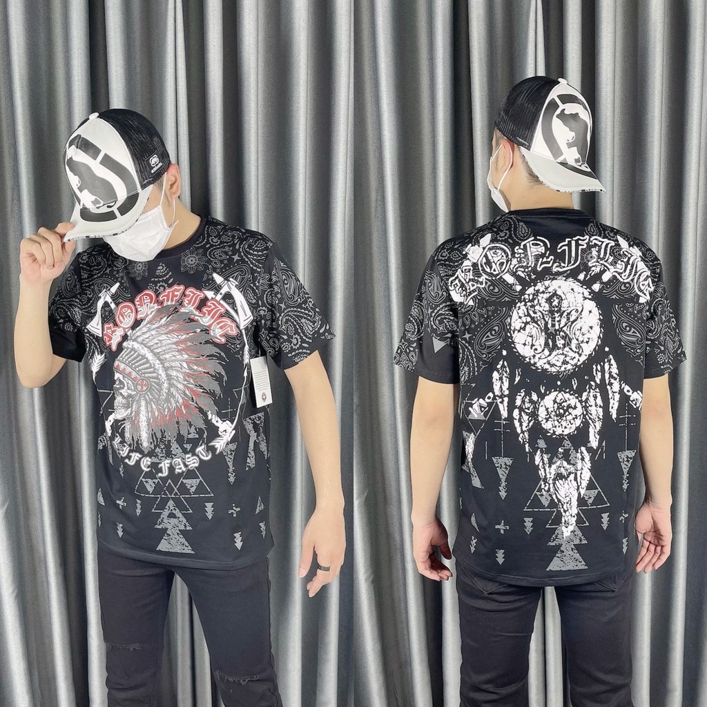 Áo thun Affliction họa tiết cao cấp chất liệu vải cotton form unisex dành cho nam và nữ