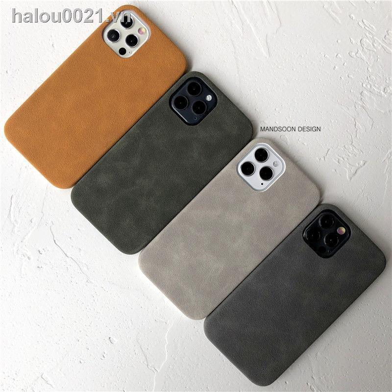 Ốp điện thoại da lộn siêu mỏng mặt nhám chống rơi thích hợp cho Iphone 12 Pro Max 11 12