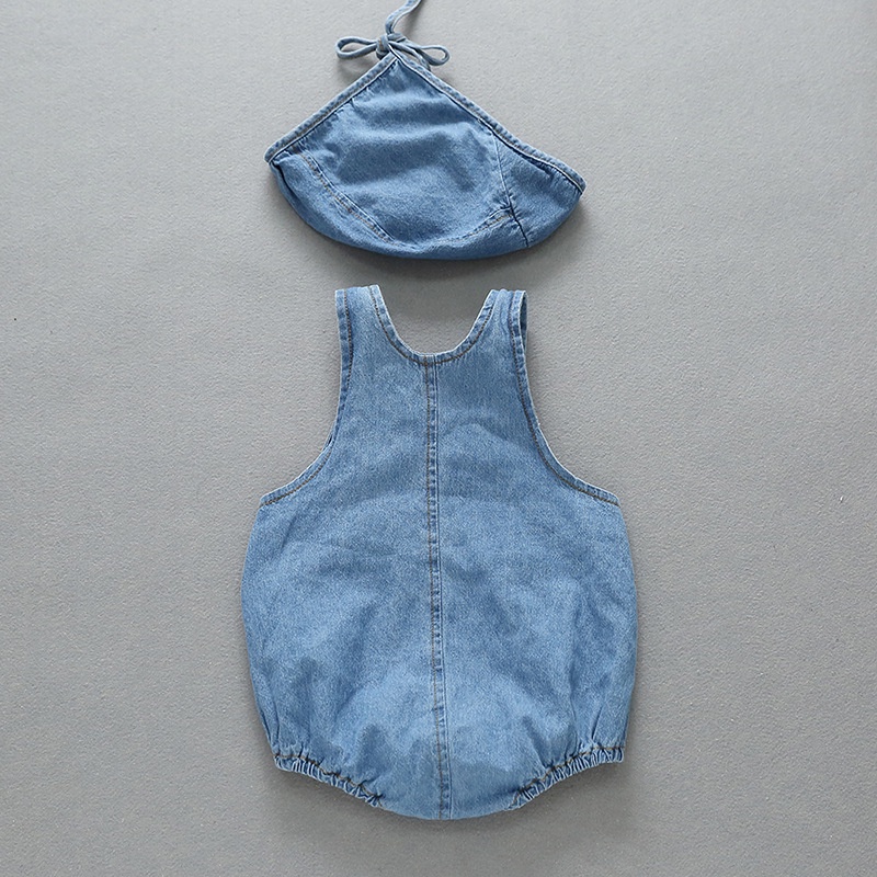 Romper + Nón Vải Denim Cho Bé Từ 0-3 Tuổi