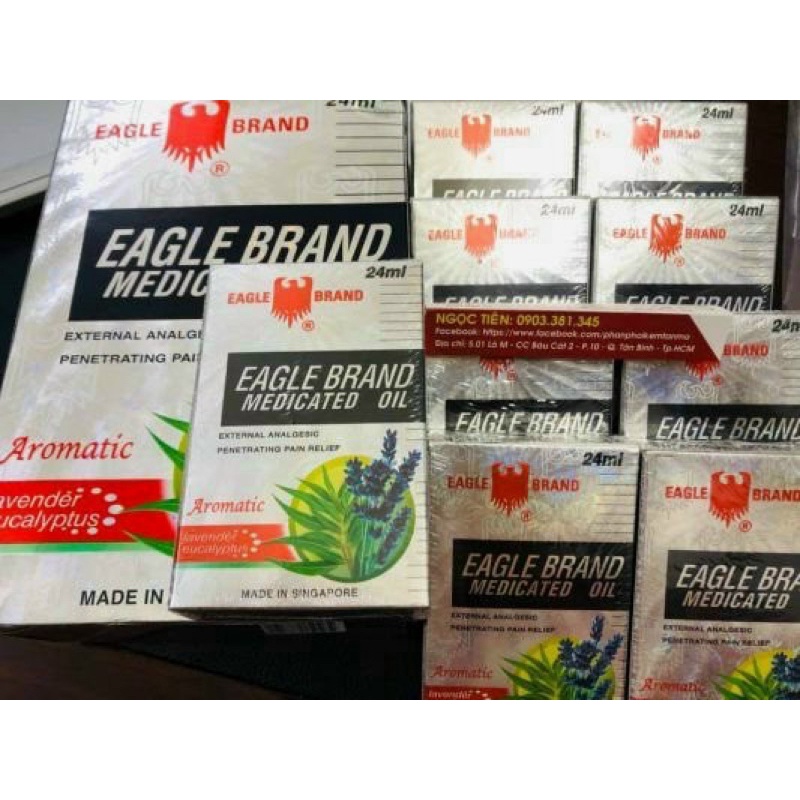 Dầu Gió Con Ó 2 Nắp Singapore 24ml Màu Trắng - Vàng