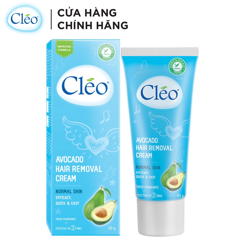 Combo 3 kem tẩy lông Cléo 50g/ hộp cho da thường Cleo Avocado Hair Removal Cream Normal Skin từ bơ an toàn, hiệu quả