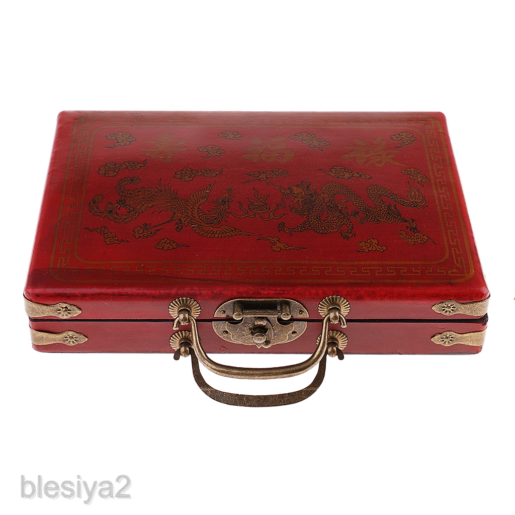 Chinese Antique Mahjong Games Travel Board Game Toy 23x16.2x4.5cm Wood Box