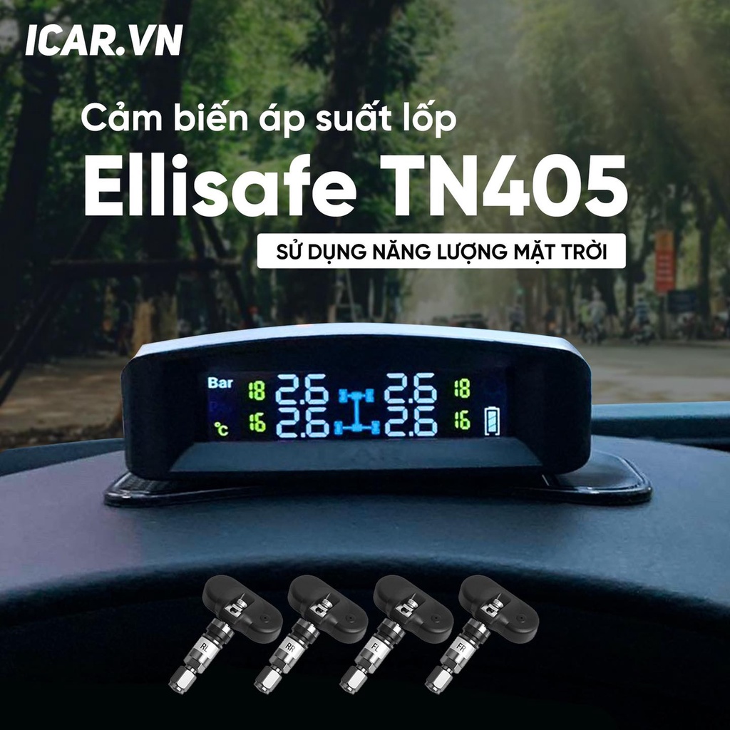 ICAR TN405 _ Hệ Thống Cảm Biến Áp Suất Lốp TN405 Có Màn Hình Năng Lượng Mặt Trời