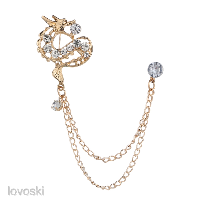 Ghim Cài Áo Hình Rồng Đính Pha Lê Thời Trang Cho Nam