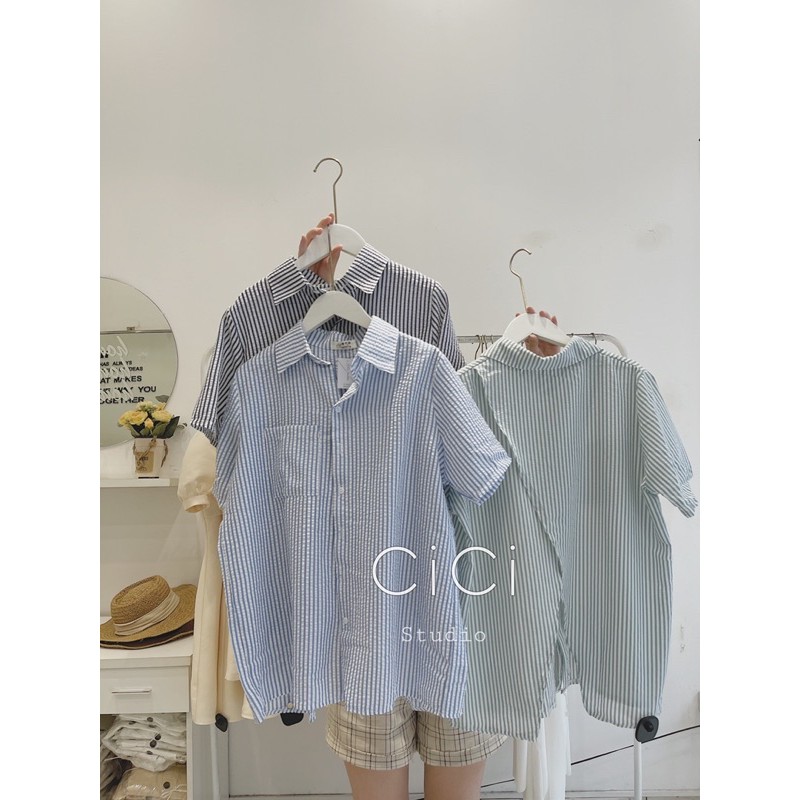Sơmi kẻ xẻ lưng CICISTUDIO