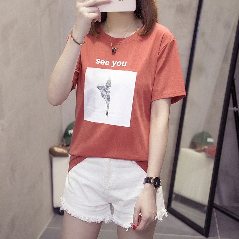 Áo Thun Kiểu Phông Thời Trang Cổ Tròn Tay Ngắn Mèo Con Mùa Dáng Hàn Quốc