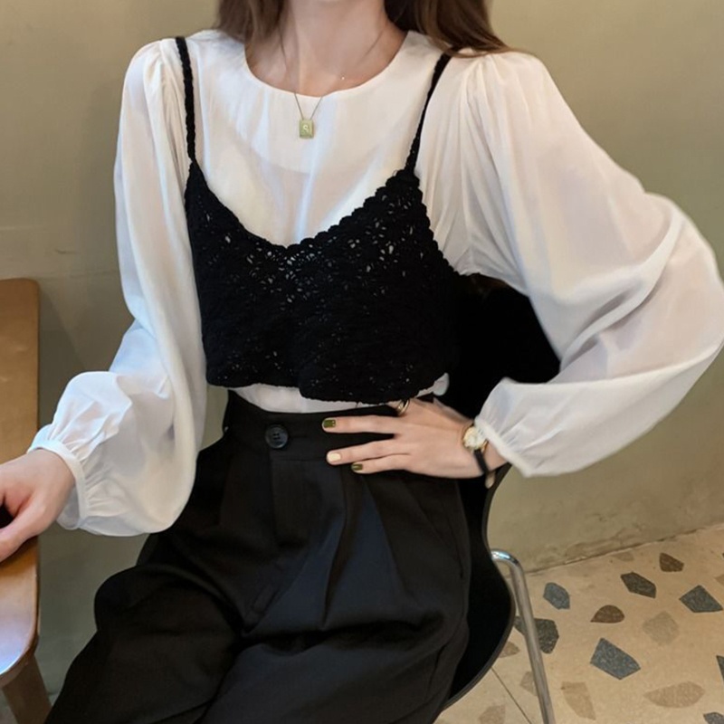 Áo croptop nữ không tay cổ V đan móc hoa thời trang vintage