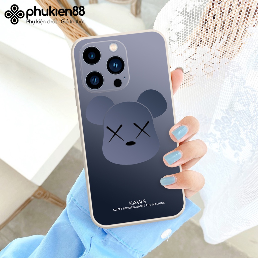 Ốp lưng ip Kaws X cạnh vuông 6/6plus/6s/6splus/7/7plus/8/8plus/x/xr/xs/11/12/13/pro/max/plus/promax