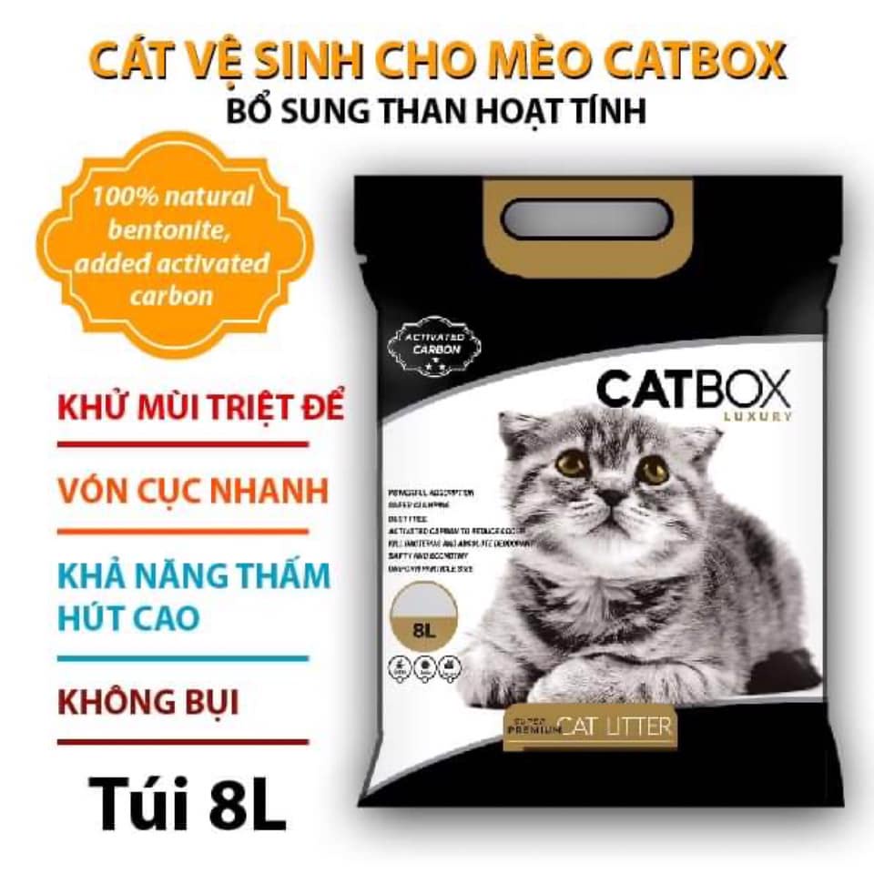 [SIÊU VÓN] Cát Vệ Sinh Cho Mèo CATBOX 8L (4KG), cát CAT BOX Mùi Chanh, Táo, Cà Phê