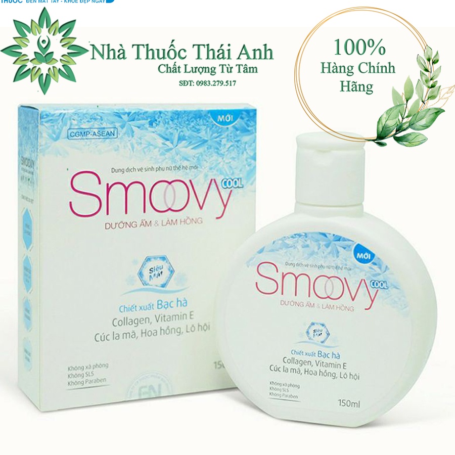 Dung Dịch Vệ Sinh Phụ Nữ Smoovy Cool - Dưỡng Ẩm Và Làm Hồng Vùng Kín 150ml