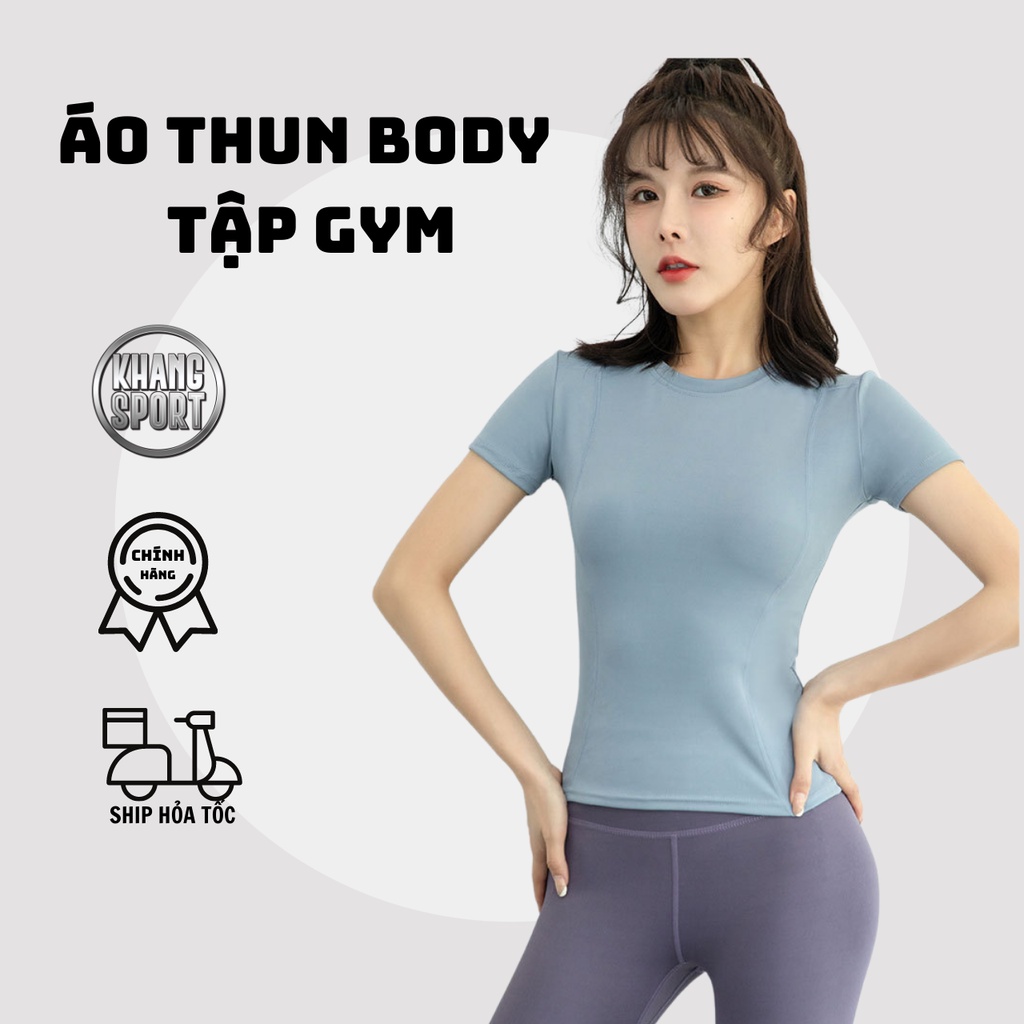 ÁO THUN BODY TẬP GYM YOGA NỮ THUN LẠNH LOẠI ĐẸP, ÁO THỂ THAO NỮ CO DÃN 4 CHIỀU GYM FASHION