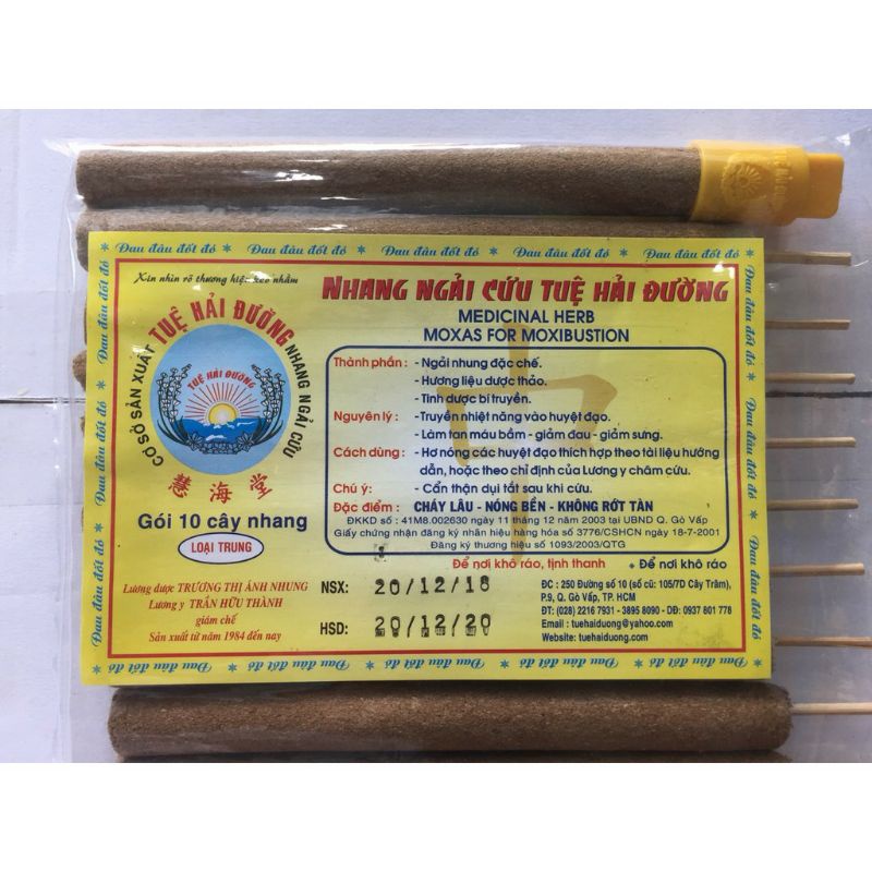 Nhang ngải cứu Tuệ Hải Đường thành phần từ thiên nhiên, sản phẩm chính hãng, an