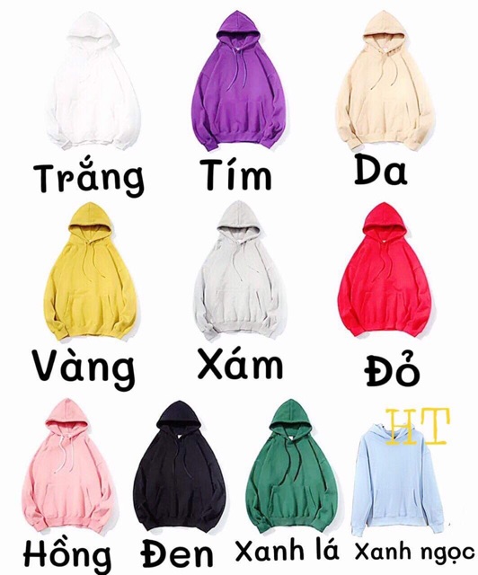 Áo hoodie nỉ trơn baisic HT12