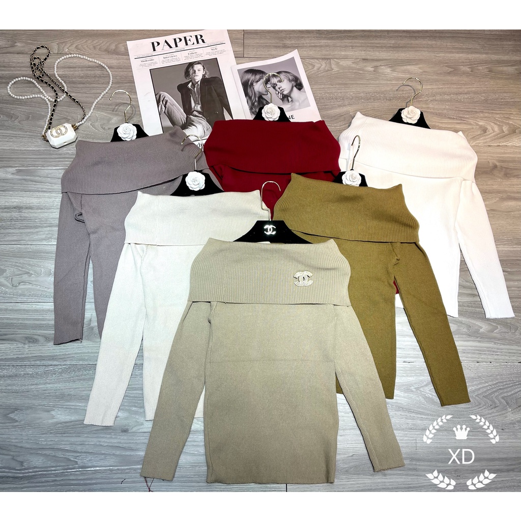 Áo len tăm tay dài, áo len nữ bệt vai phom chuẩn xinh chất len đẹp phong cách trẻ trung mix gì cũng hợp hàng loại 1 | BigBuy360 - bigbuy360.vn