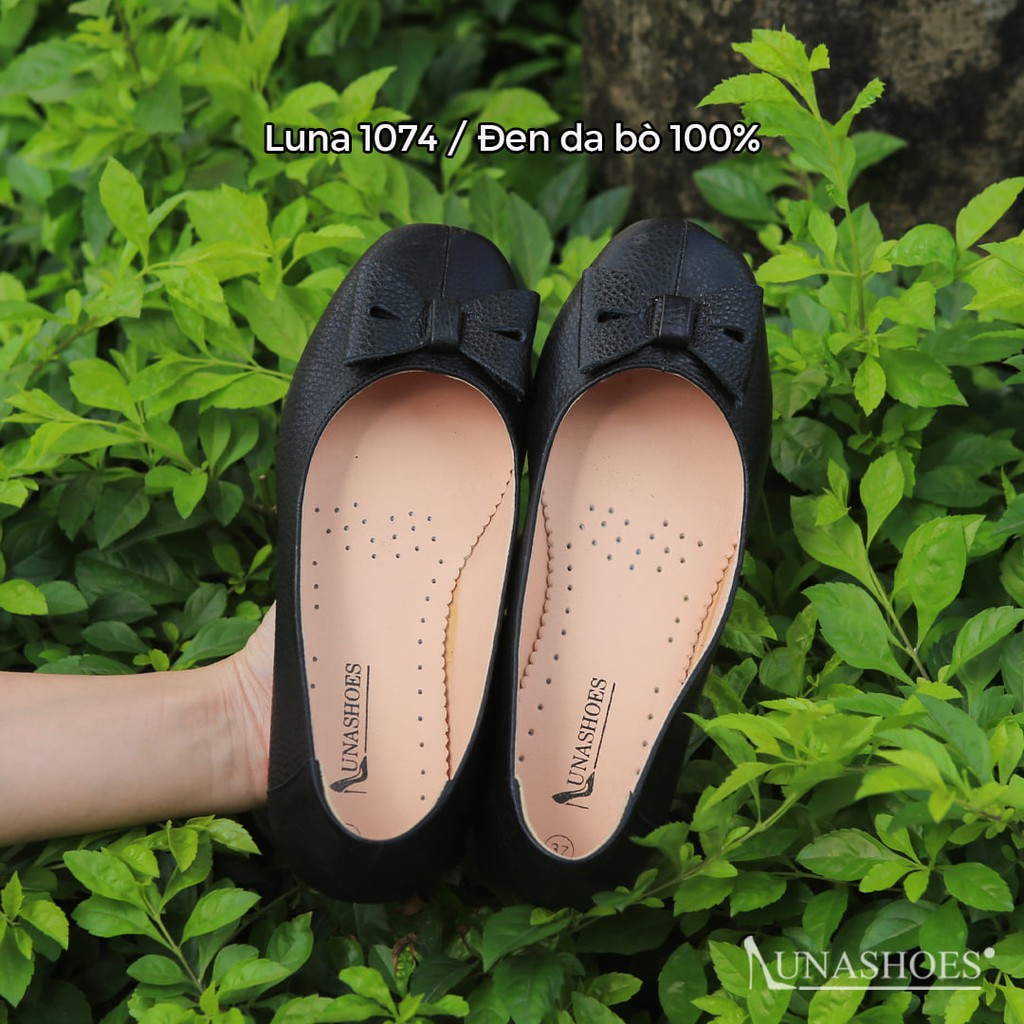 Giày bệt nữ mũi vuông Lunashoes 1074 da thật cao cấp (BH 24TH) êm chân dễ phối đồ hàng vnxk giầy cho mẹ trung niên