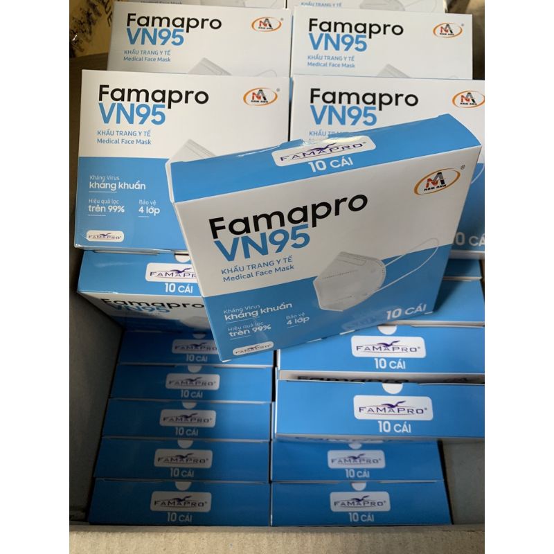 [Chính hãng] KHẨU TRANG Y TẾ FAMAPRO VN95 4 LỚP KHÁNG KHUẨN (Hộp 10 cái)
