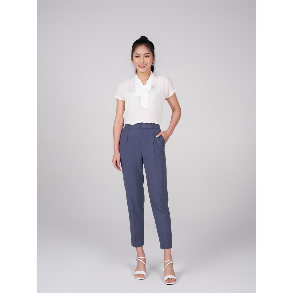 Quần tây nữ YODY, quần âu baggy nữ lưng cao đai phối chun chất vải Tuytsi trơn màu, phù hợp công sở QAN5074
