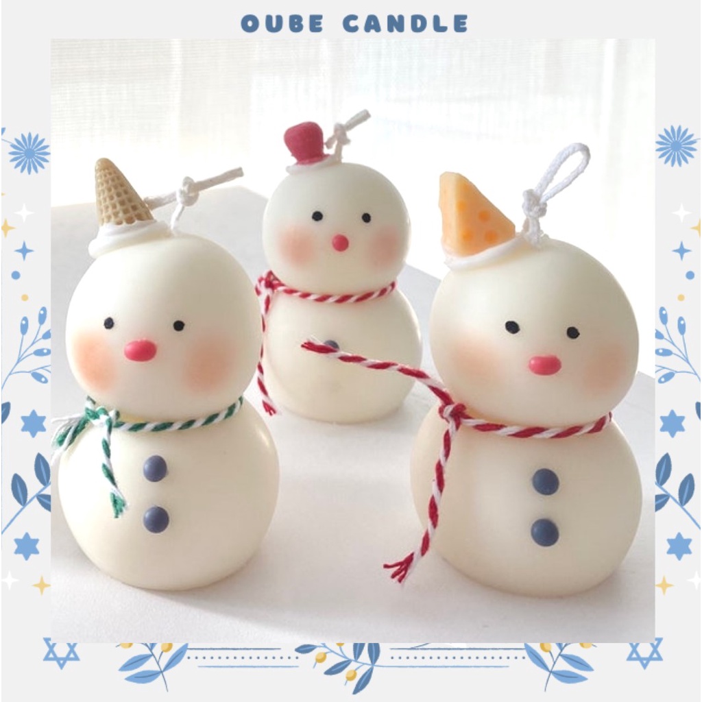 Nến Thơm Tinh Dầu Cao Cấp Thư Giãn Không Khói Hình Người Tuyết Làm Quà Tặng Trang Trí| Oube Candle NT69