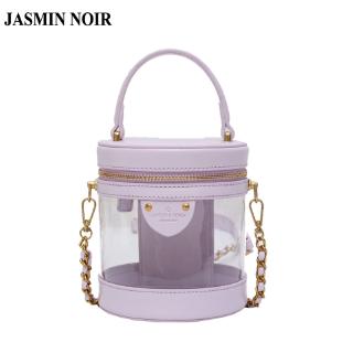 Túi Xách JASMIN NOIR Bằng PVC Trong Suốt Có Khóa Kéo Và Dây Xích Cho Nữ