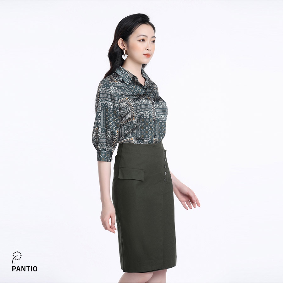 Áo sơ mi chất liệu lụa mềm họa tiết sọc nhỏ đặc biệt dáng suông FAS32590 - PANTIO