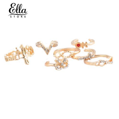 Set 7 NhẫN Đeo GiữA NgóN HìNh Nơ Dễ Thương ThờI Trang Cho Nữ