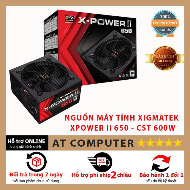 Nguồn Xigmatek X-Power II 650 ❤️FREESHIP❤️ CST 600W Chuẩn 80 Plus, BH chính hãng 36 tháng - ATcomputer