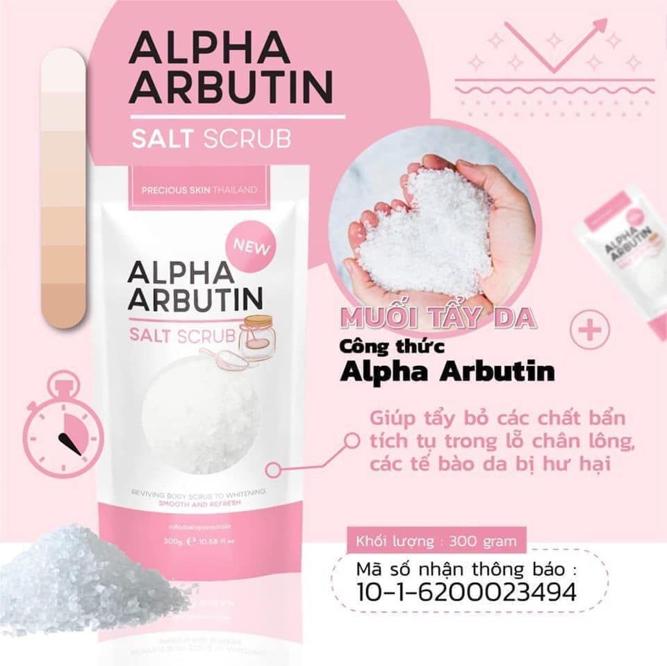 Muối tắm dưỡng trắŉg Alpha Arbutin Salt Scrub 300g Thái Lan
