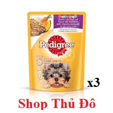 Thức ăn cho chó con dạng sốt Pedigree vị gà, gan, trứng và rau 80g