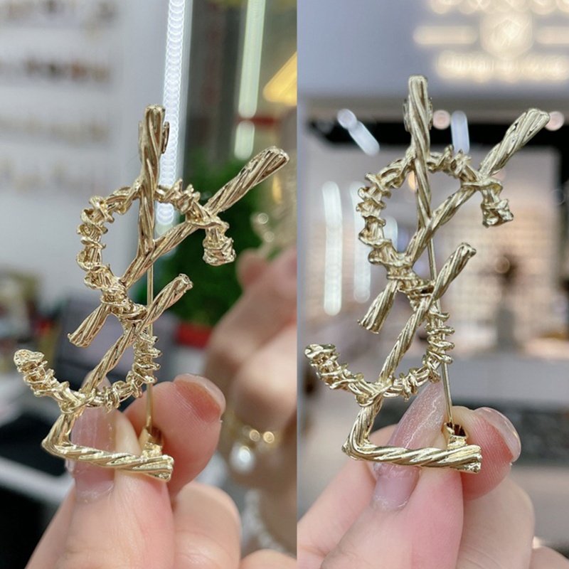 Ghim Cài Áo Bằng Kim Loại In Chữ Ysl / Chữ Thời Trang