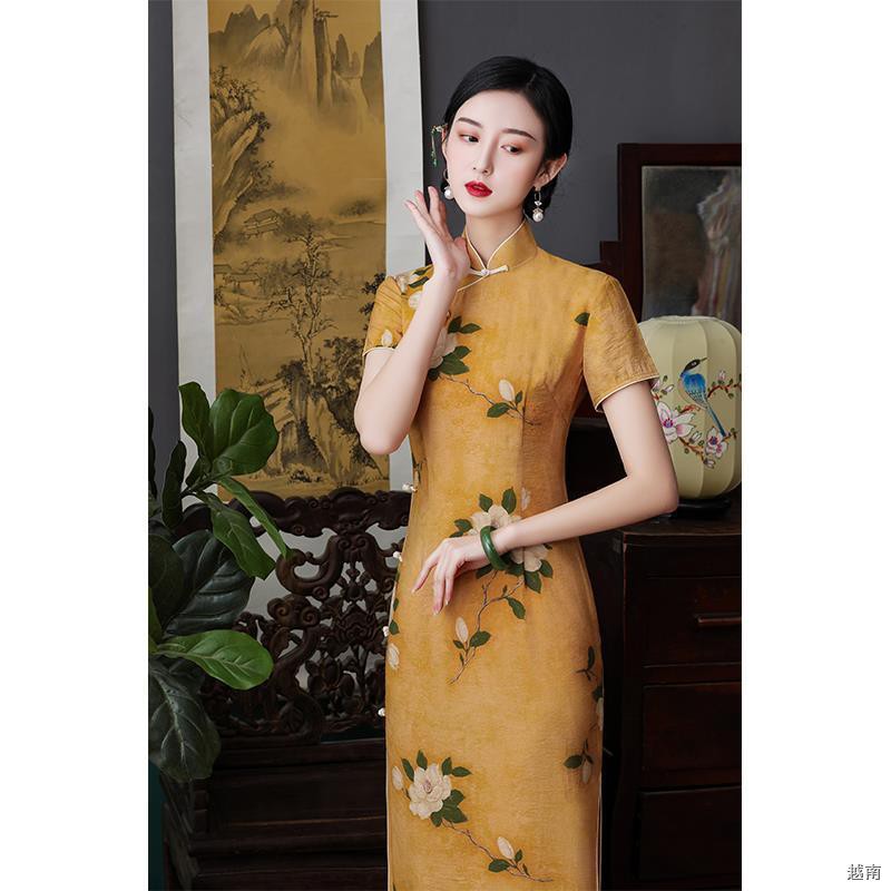 ◐♛✑Phiên bản cải tiến của sườn xám cổ Thượng Hải, Cộng hòa Trung Hoa mùa hè cô gái trẻ phong cách Pháp điển áo