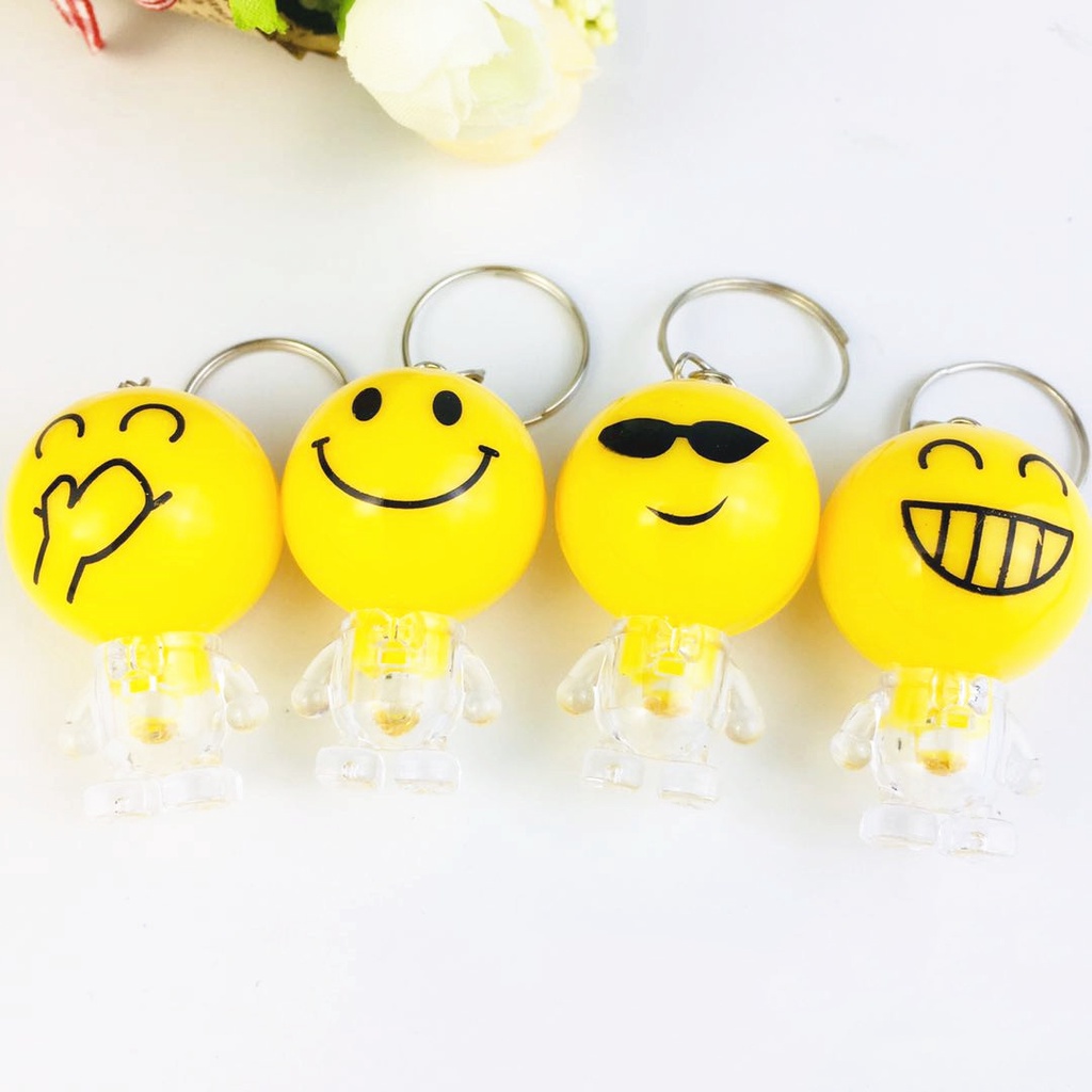 Móc khóa mặt cười Emoji có đèn phát sáng - Móc Chìa Khóa Emoji Độc Đáo Duashop