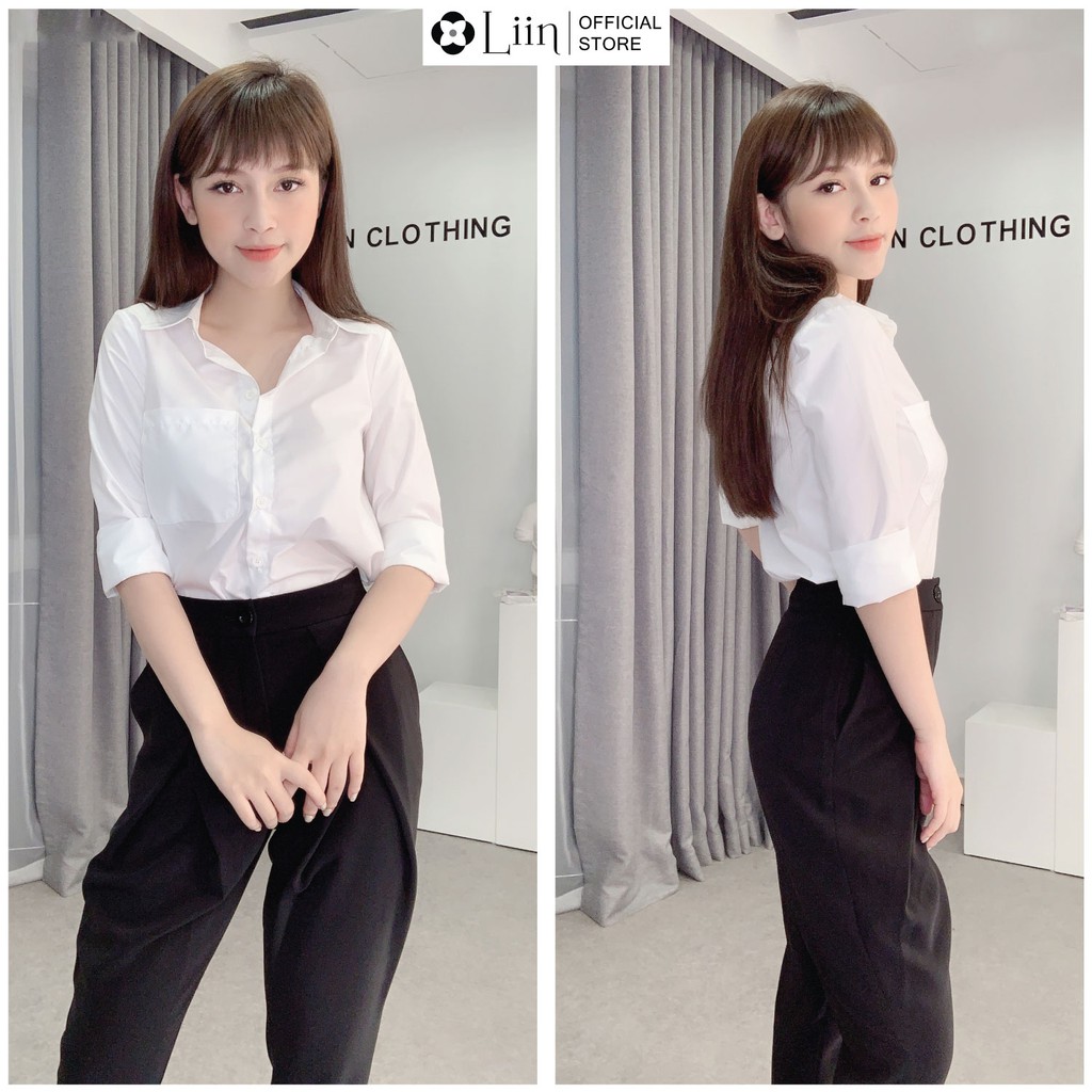 Áo Sơ Mi Trắng Basic form công sở thời trang, thanh lịch Liin Clothing SM2984