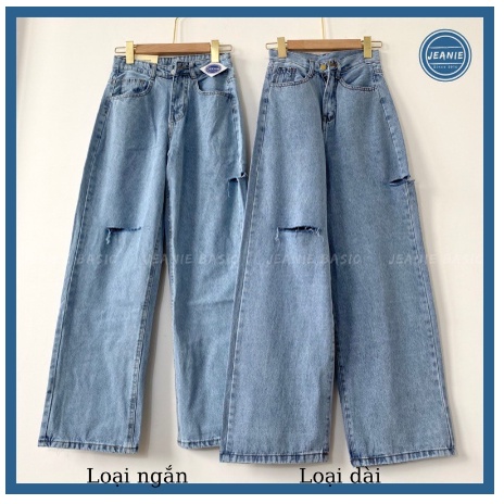 Quần Jeans BAGGY Loang Rách Quần Jeans Nữ Ống Suông Dài Rách Gối Quần Jean Loang Xanh Đen -CHUẨN HÀN KR STYLE Free Ship