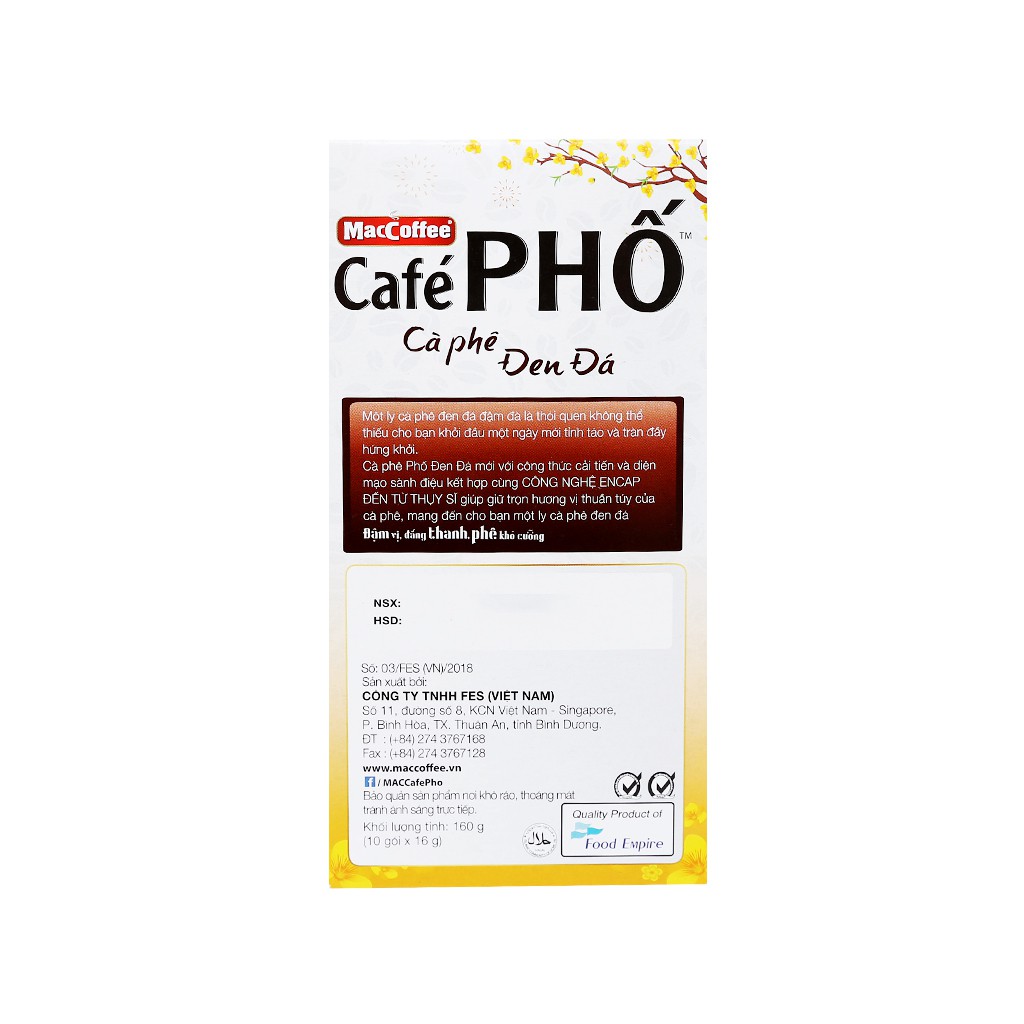 Cà phê đen đá MacCoffee Café Phố Café Phố hộp 160g