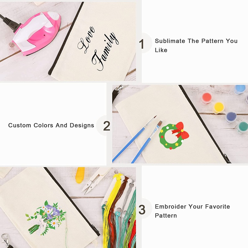 Set 10 Túi Đựng Mỹ Phẩm Màu Trơn DIY