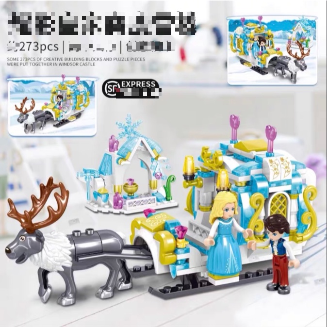 [Hàng mới về] Bộ Lego Xếp hình Nữ hoàng băng giá Frozen Xe tuần lộc 273 Mảnh
