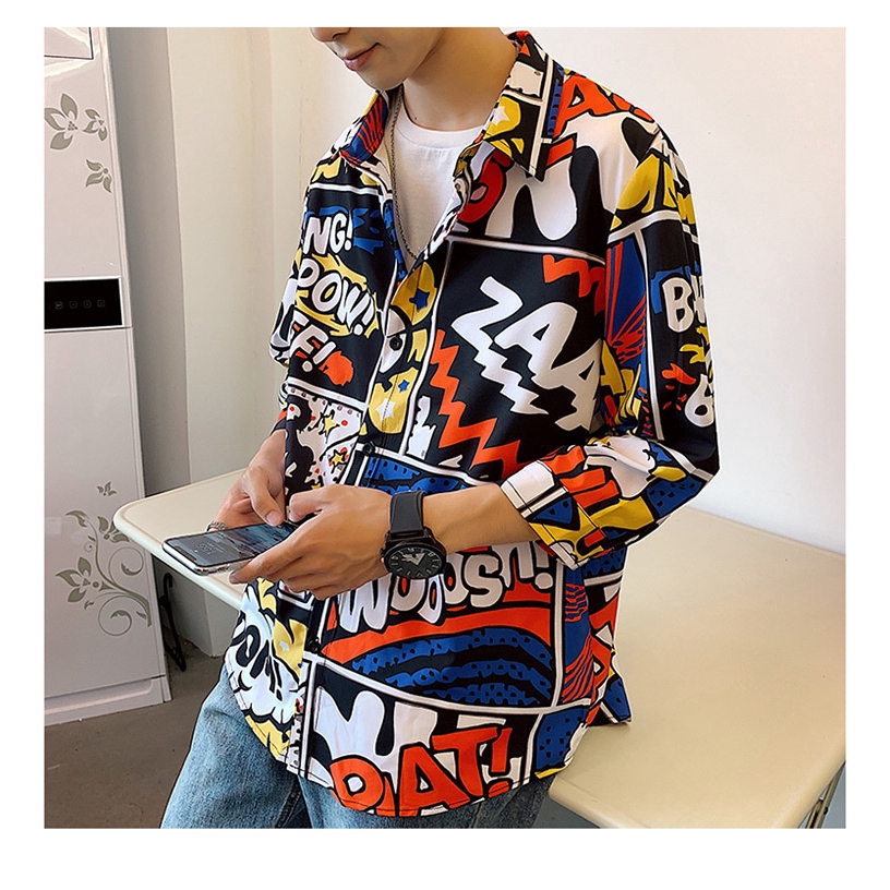 Áo Sơ Mi Nam Tay Dài Họa Tiết Hoạt Hình Phong Cách Hip Hop | BigBuy360 - bigbuy360.vn