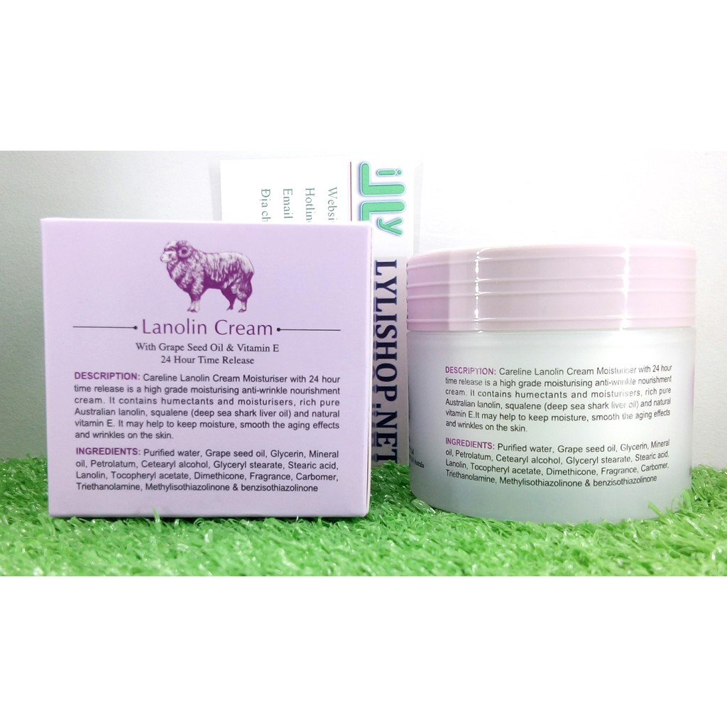 Kem Cừu Careline Lanolin Cream with Grape Seed Oil & Vitamin E hộp 100g từ Úc