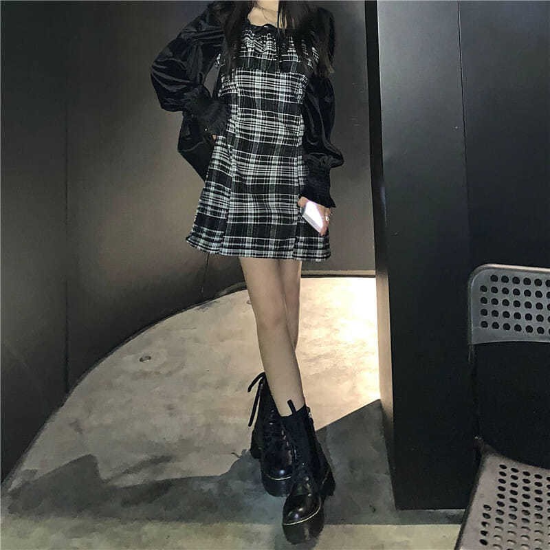 Váy Chữ A Tay Dài Kẻ Sọc Caro Trẻ Trung Hợp Thời Trang Cho Bạn Gái | BigBuy360 - bigbuy360.vn