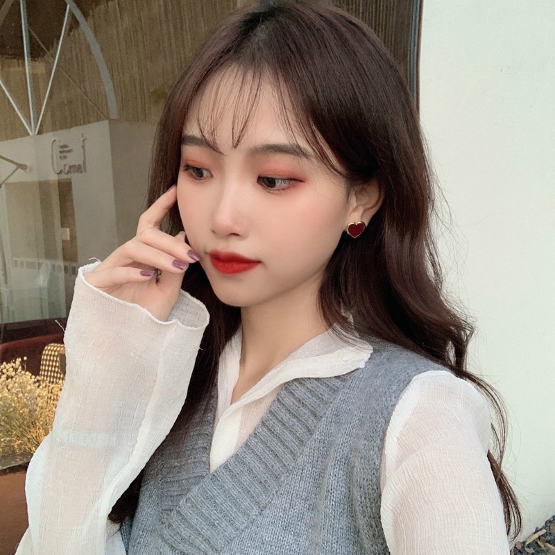 Bông tai mạ bạc 925 thiết kế đơn giản phong cách Hàn quốc