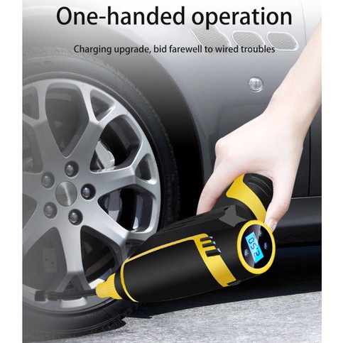 Bơm cầm tay - Bơm xe hơi ô tô tự ngắt - pin sạc - có đo áp - hàng OEM