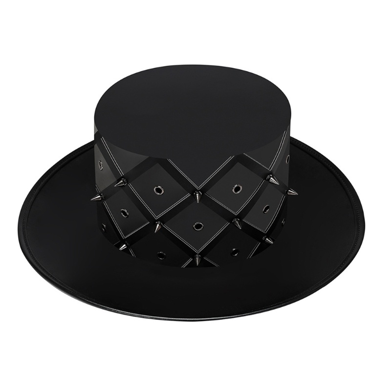 Mũ Phù Thủy Chất Liệu Da PU Màu Đen Phong Cách Retro