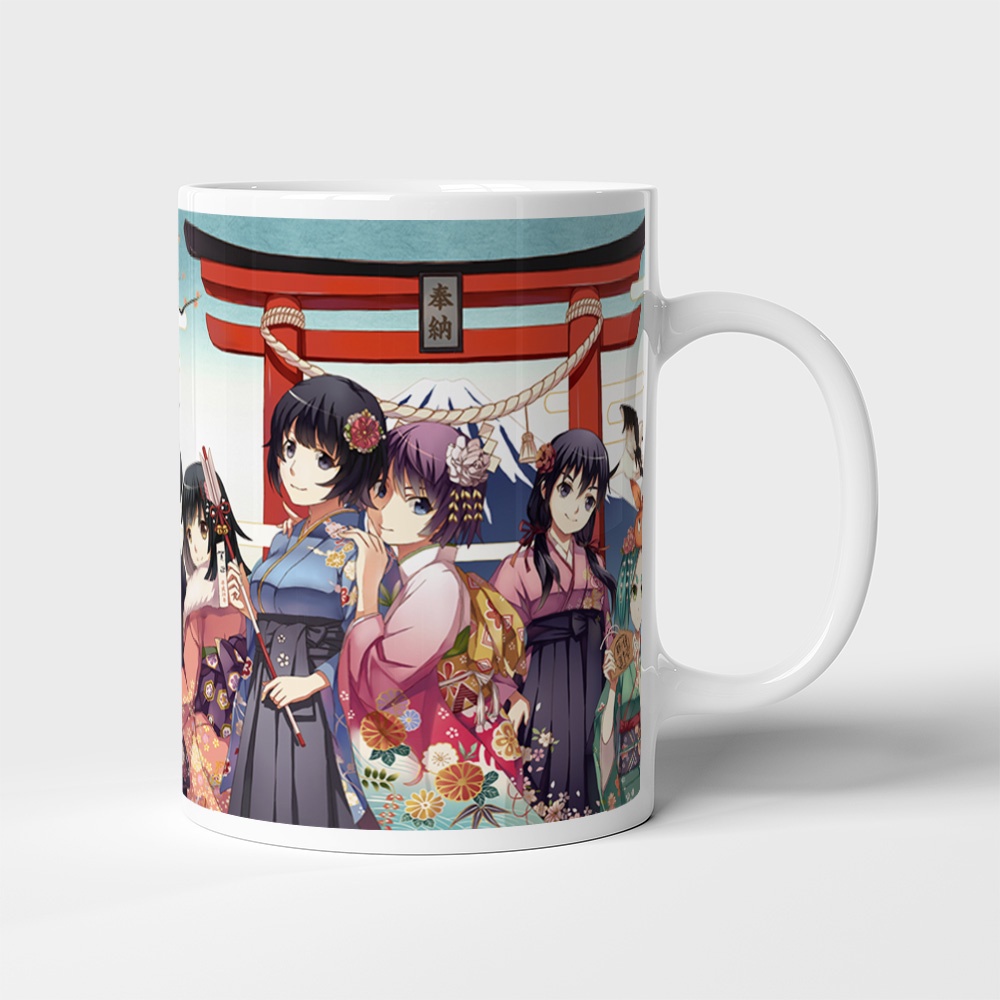Cốc uống nước Anime, ly in hình MONOGATARI - Mẫu 1. Nhận in theo yêu cầu